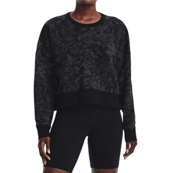 Women's Under Armour Camo Rival Fleece Crew Sweatshirt Gray Black Size Small - Picture 1 of 9